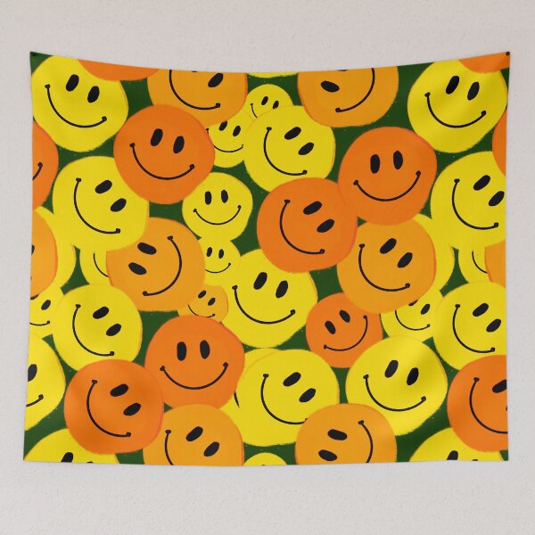 Item preview, Orange and Yellow Smiley Faces - Hand-drawn in a Repeating Pattern designed and sold by Victoria Rose.