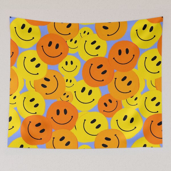 Item preview, Orange and Yellow Smiley Faces - Hand-drawn in a Repeating Pattern on a Purple Background designed and sold by Victoria Rose.