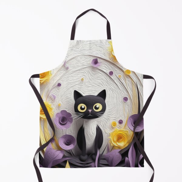 Item preview, Black & Yellow Cat with Abstract Flower: Dynamic Digital Art designed and sold by PaintbrushPlace.