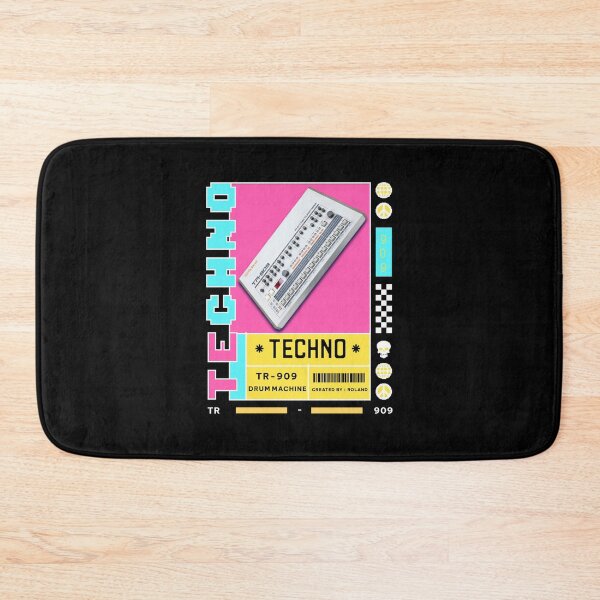 Item preview, TECHNO  - TR 909 Drum Machine (white/blue/pink) designed and sold by Discothreadz.