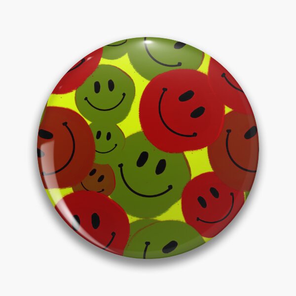 Item preview, Red and Green Smiley Faces - Hand-drawn in a Repeating Pattern on a Yellow Background designed and sold by Victoria Rose.
