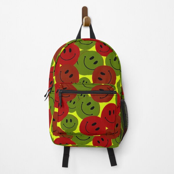 Item preview, Red and Green Smiley Faces - Hand-drawn in a Repeating Pattern on a Yellow Background designed and sold by Victoria Rose.