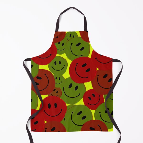 Item preview, Red and Green Smiley Faces - Hand-drawn in a Repeating Pattern on a Yellow Background designed and sold by Victoria Rose.