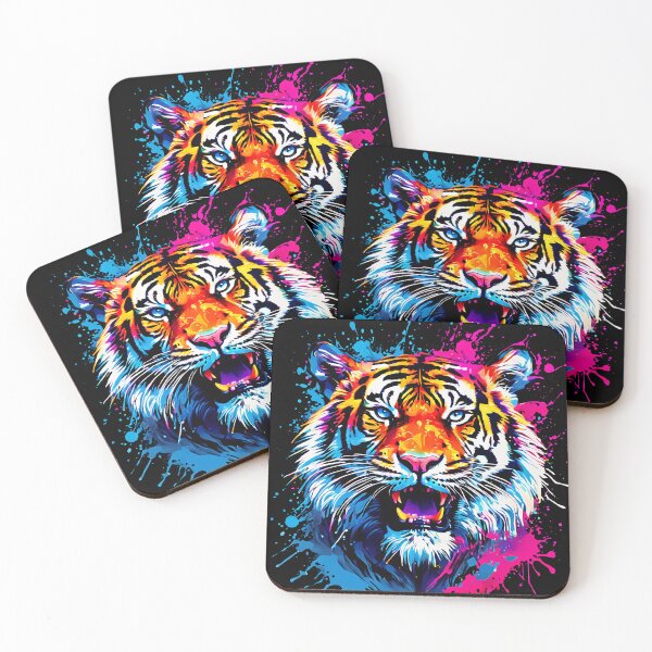Item preview, Vibrant Tiger Pop Art Bright Animal Art designed and sold by kakarikihill.