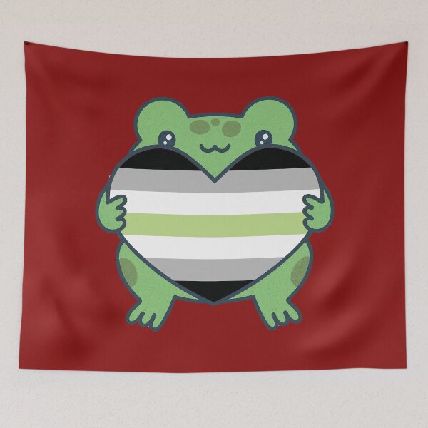 Item preview, Cute Frog holding a heart with Agender Pride Flag Colors , Agender  Design designed and sold by Travelslightly.