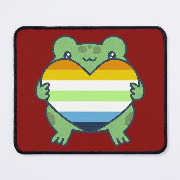 Item preview, Cute Frog holding a heart with AroAce Agender Pride Flag Colors , AroAce Agender Design designed and sold by Travelslightly.
