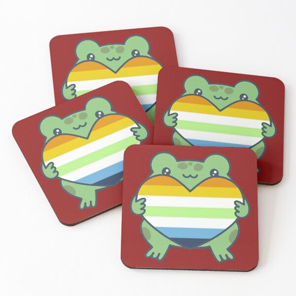 Item preview, Cute Frog holding a heart with AroAce Agender Pride Flag Colors , AroAce Agender  Design designed and sold by Travelslightly.