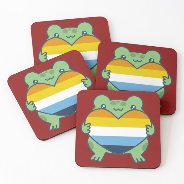Item preview, Cute Frog holding a heart with AroAce Pride Flag Colors , AroAce  Design designed and sold by Travelslightly.