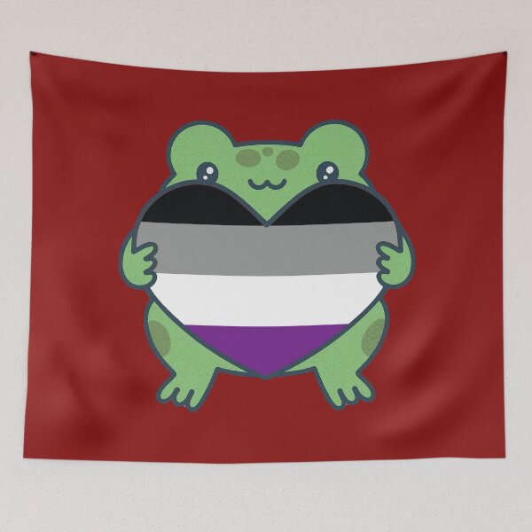 Item preview, Cute Frog holding a heart with Asexual Pride Flag Colors , Asexual  Design designed and sold by Travelslightly.