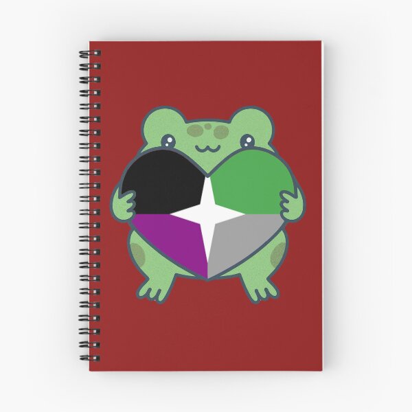 Aperçu de l'œuvre Grenouille mignonne tenant un coeur avec les couleurs du drapeau de la fierté Aspec, Aspec Design créée et vendue par Travelslightly.