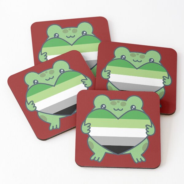 Item preview, Cute Frog holding a heart with Aromantic Pride Flag Colors , Aromantic  Design designed and sold by Travelslightly.