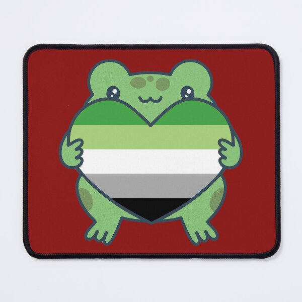Item preview, Cute Frog holding a heart with Aromantic Pride Flag Colors , Aromantic  Design designed and sold by Travelslightly.