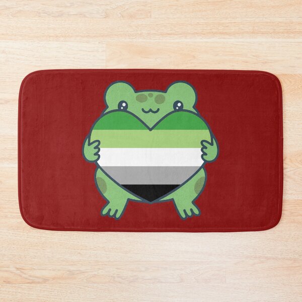 Item preview, Cute Frog holding a heart with Aromantic Pride Flag Colors , Aromantic  Design designed and sold by Travelslightly.