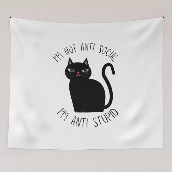 Item preview, Anti Social Black Cat designed and sold by PatternInArt.