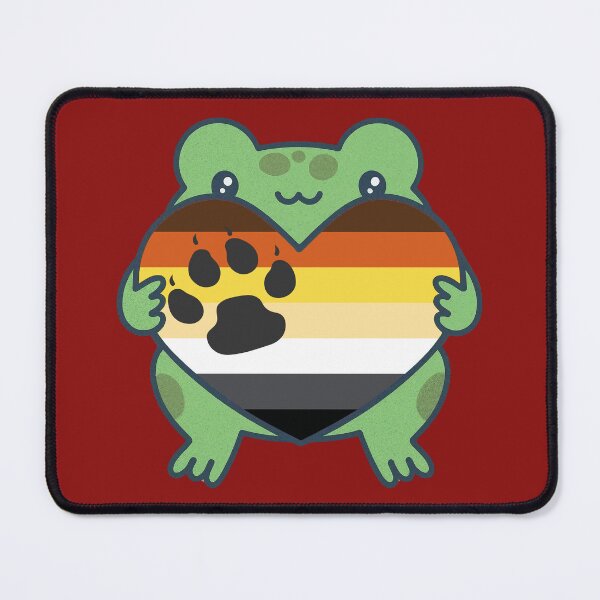 Item preview, Cute Frog holding a heart with Gay Bear Pride Flag Colors , Gay Bear Design designed and sold by Travelslightly.