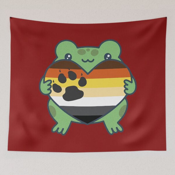Item preview,  Cute Frog holding a heart with Gay Bear Pride Flag Colors , Gay Bear  Design designed and sold by Travelslightly.