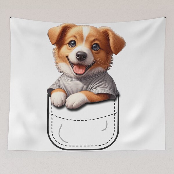 Item preview, Cute kawaii dog in a t shirt pocket Puppy Love designed and sold by najega911.