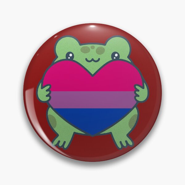 Item preview, Cute Frog holding a heart with Bisexual Pride Flag Colors , Bisexual  Design designed and sold by Travelslightly.