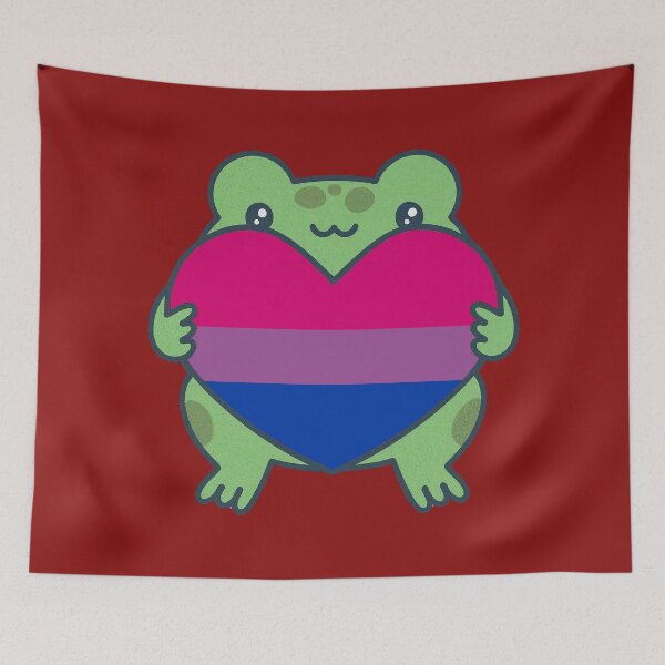Item preview, Cute Frog holding a heart with Bisexual Pride Flag Colors , Bisexual  Design designed and sold by Travelslightly.