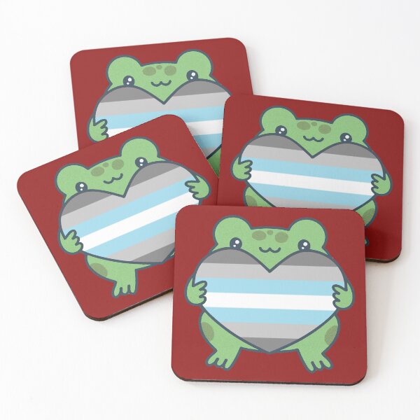 Item preview, Cute Frog holding a heart with Demiboy Pride Flag Colors , Demiboy Design designed and sold by Travelslightly.