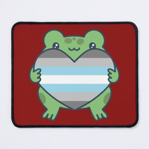 Item preview, Cute Frog holding a heart with Demiboy Pride Flag Colors , Demiboy Design designed and sold by Travelslightly.