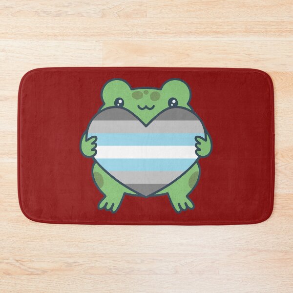 Item preview, Cute Frog holding a heart with Demiboy Pride Flag Colors , Demiboy Design designed and sold by Travelslightly.