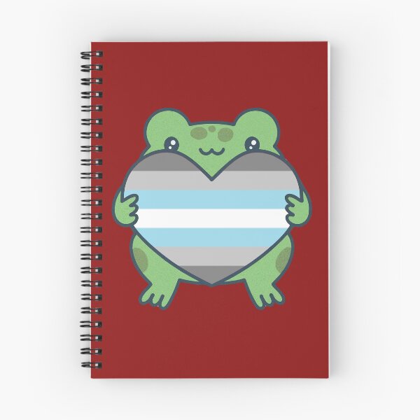 Item preview, Cute Frog holding a heart with Demiboy Pride Flag Colors , Demiboy Design designed and sold by Travelslightly.