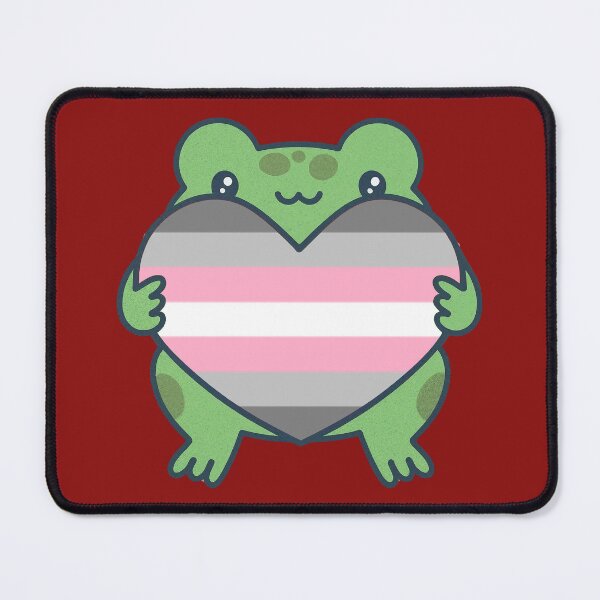 Item preview, Cute Frog holding a heart with Demigirl Pride Flag Colors , Demigirl Design designed and sold by Travelslightly.