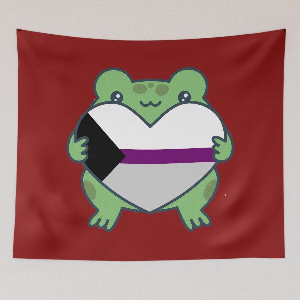 Item preview, Cute Frog holding a heart with Demisexual Pride Flag Colors , Demisexual Design designed and sold by Travelslightly.