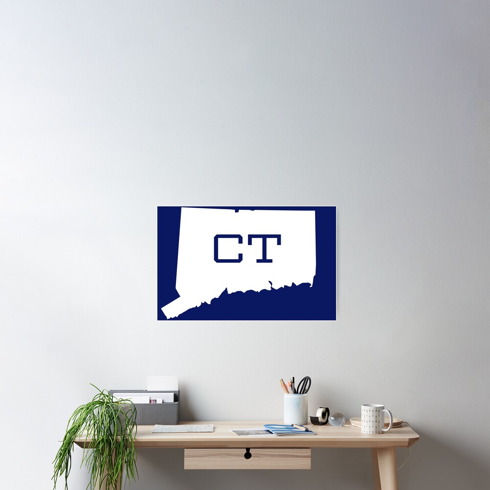 Connecticut State White Map CT Abbreviation Poster For Sale By   Cposter,small,square Product,1000x1000.2 