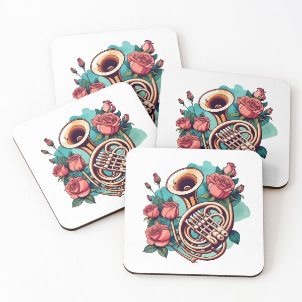 Item preview, Watercolor French Horn and Roses designed and sold by NiftyWrx.