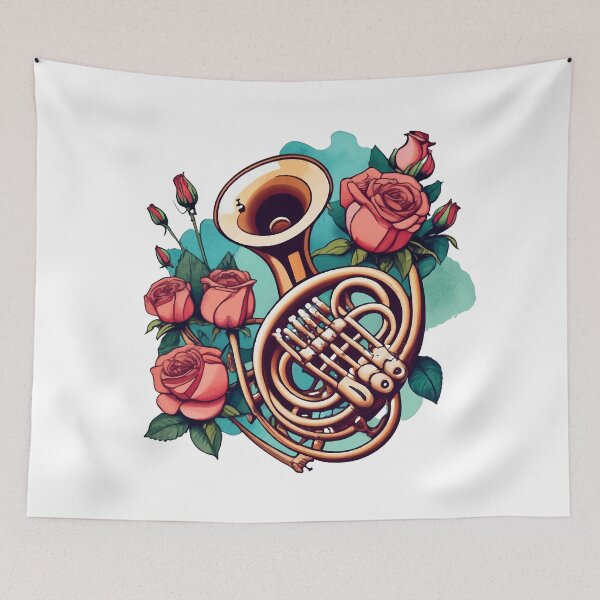 Item preview, Watercolor French Horn and Roses designed and sold by NiftyWrx.