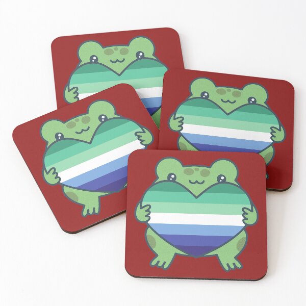 Item preview, Cute Frog holding a heart with Gay MLM Pride Flag Colors , MLM Design designed and sold by Travelslightly.