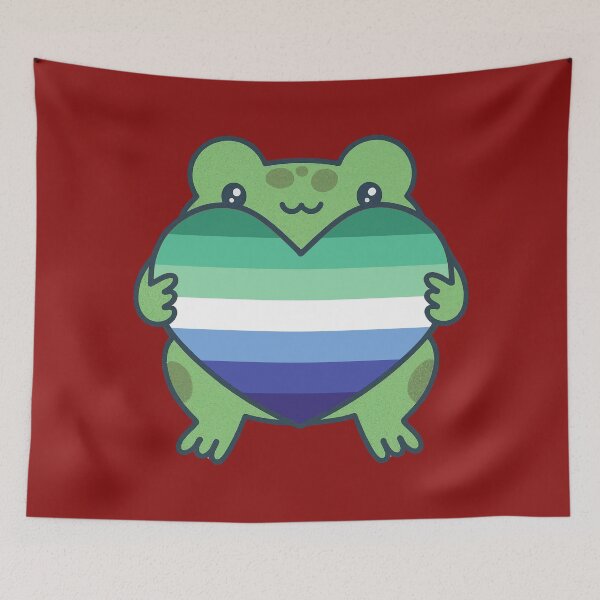 Item preview, Cute Frog holding a heart with Gay MLM Pride Flag Colors , MLM Design designed and sold by Travelslightly.