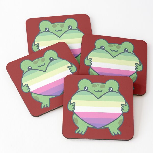 Item preview, Cute Frog holding a heart with Genderfae Pride Flag Colors , Genderdoe Design, fae faer genderfaunet  designed and sold by Travelslightly.