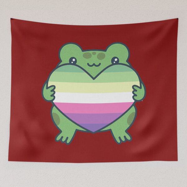 Item preview, Cute Frog holding a heart with Genderfae Pride Flag Colors , Genderdoe Design, fae faer genderfaunet  designed and sold by Travelslightly.