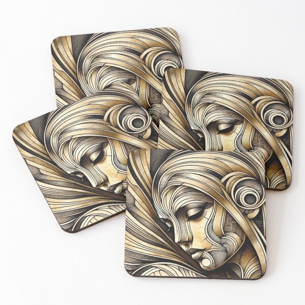 Item preview, Elegant Art Deco Inspired Woman Sticker – Vintage Style, Intricate Lines, and Graceful Beauty for Laptops, Planners, and Gifts designed and sold by AlphaPODMonkey.