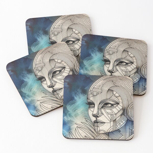 Item preview, Elegant Art Deco Inspired Woman Sticker – Vintage Style, Intricate Lines, and Graceful Beauty for Laptops, Planners, and Gifts designed and sold by AlphaPODMonkey.