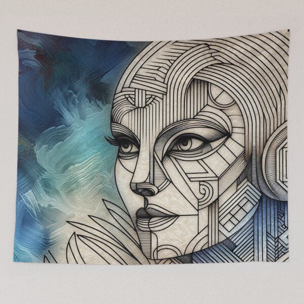 Item preview, Elegant Art Deco Inspired Woman Sticker – Vintage Style, Intricate Lines, and Graceful Beauty for Laptops, Planners, and Gifts designed and sold by AlphaPODMonkey.