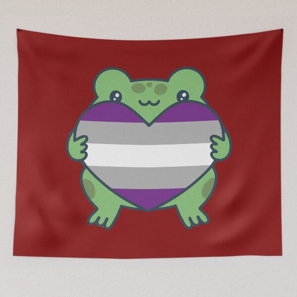 Item preview, Cute Frog holding a heart with Graysexual Pride Flag Colors , Greysexual Design designed and sold by Travelslightly.
