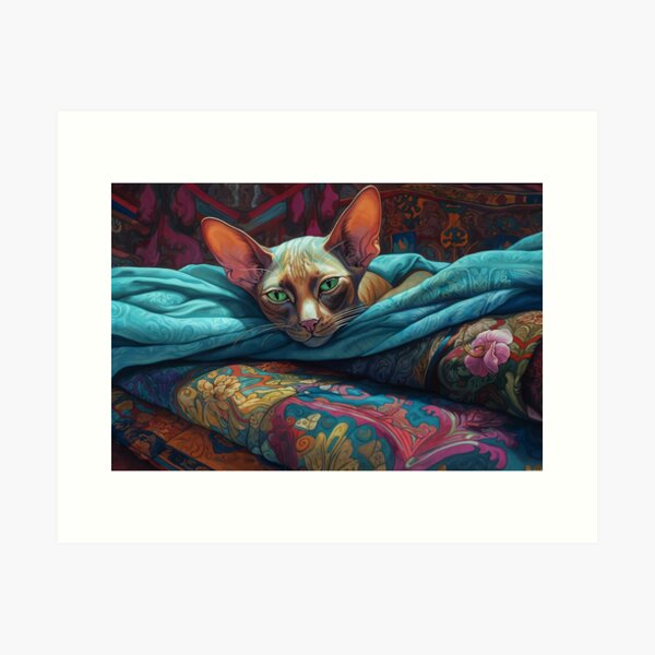 Aperçu de l'œuvre Chat Sphynx se prélassant créée et vendue par Charles  Ano.