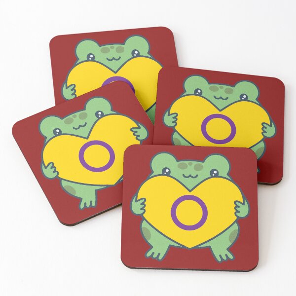 Item preview, Cute Frog holding a heart with Intersex Pride Flag Colors , Intersex Design designed and sold by Travelslightly.