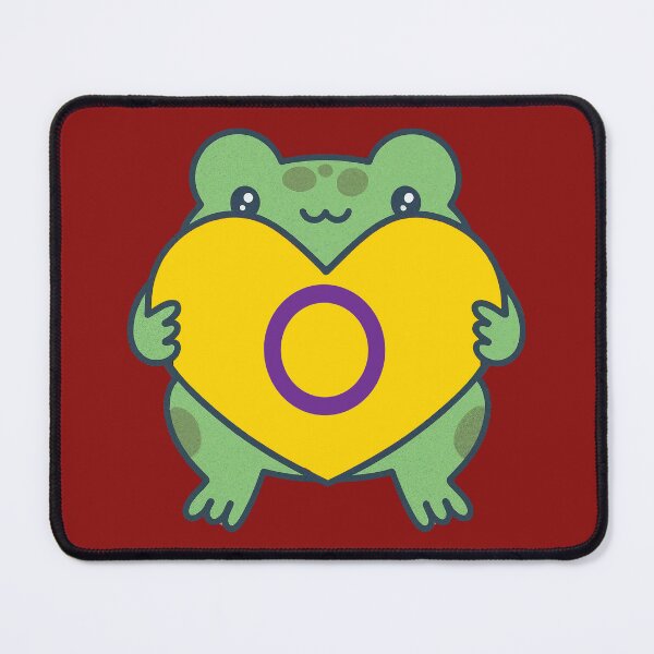 Item preview, Cute Frog holding a heart with Intersex Pride Flag Colors , Intersex Design designed and sold by Travelslightly.