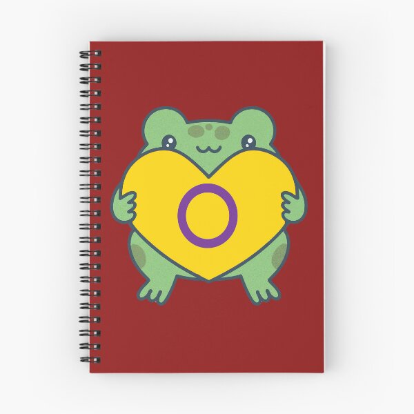 Item preview, Cute Frog holding a heart with Intersex Pride Flag Colors , Intersex Design designed and sold by Travelslightly.