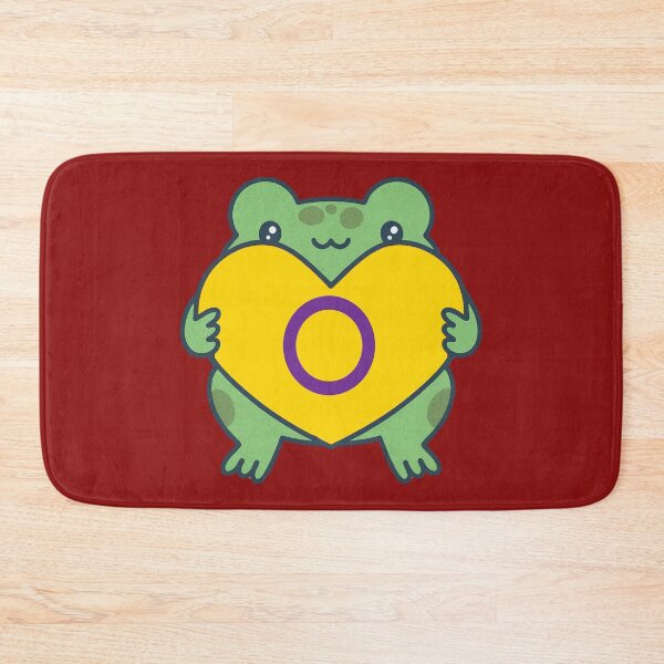 Item preview, Cute Frog holding a heart with Intersex Pride Flag Colors , Intersex Design designed and sold by Travelslightly.