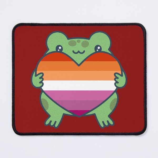 Item preview, Cute Frog holding a heart with Lesbian Pride Flag Colors , Lesbian Design designed and sold by Travelslightly.