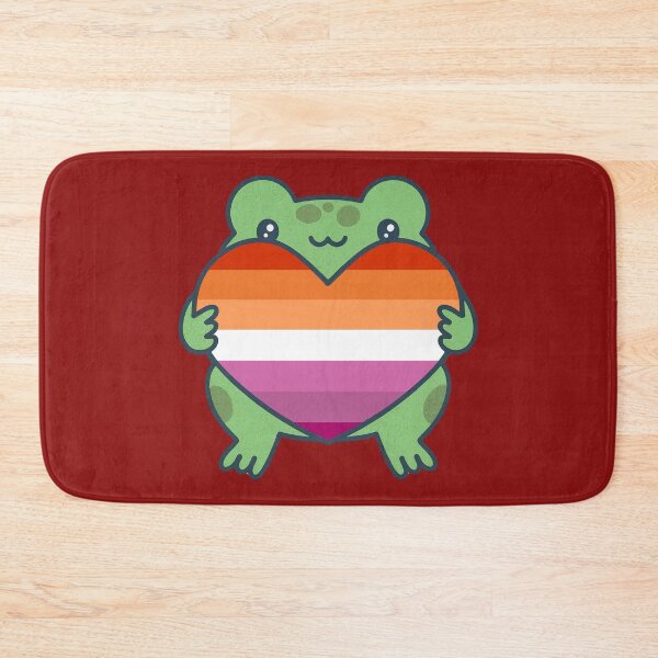 Item preview, Cute Frog holding a heart with Lesbian Pride Flag Colors , Lesbian Design designed and sold by Travelslightly.