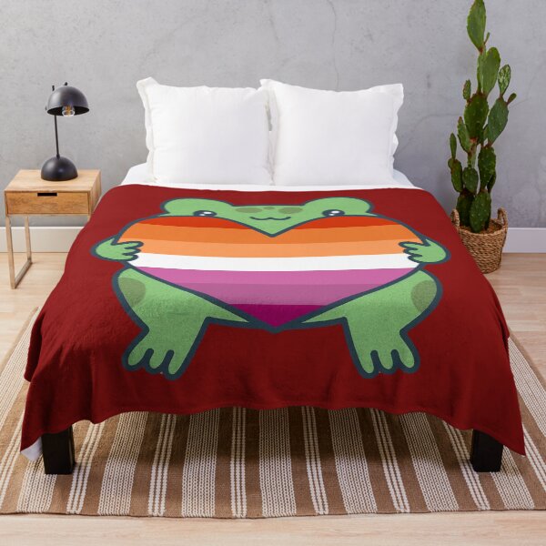 Item preview, Cute Frog holding a heart with Lesbian Pride Flag Colors , Lesbian Design designed and sold by Travelslightly.