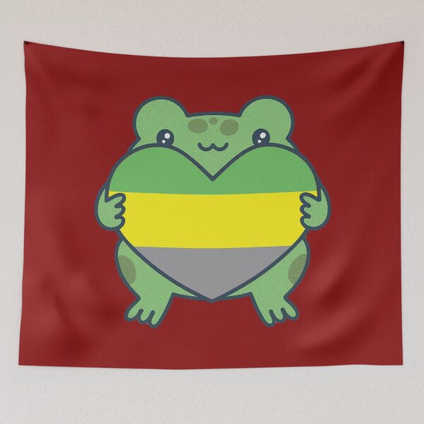Item preview, Cute Frog holding a heart with Lithromantic Pride Flag Colors , Lithromantic Design designed and sold by Travelslightly.