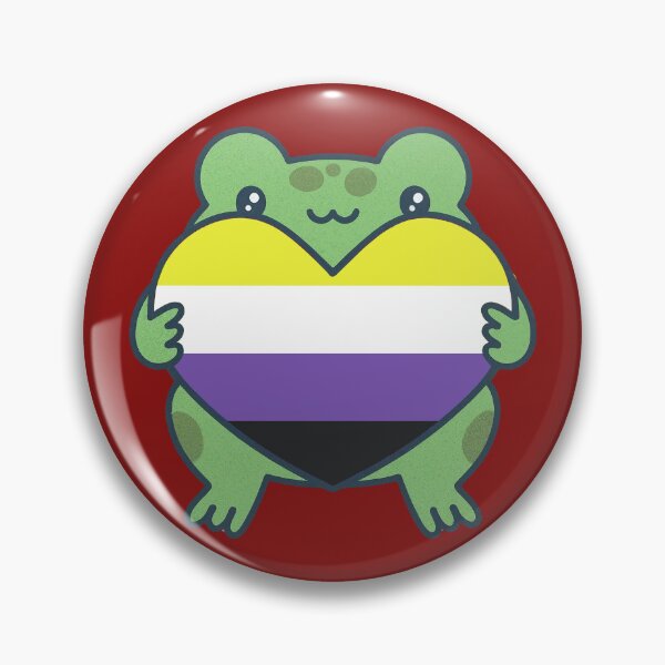 Item preview, Cute Frog holding a heart with Nonbinary Pride Flag Colors , Nonbinary Design designed and sold by Travelslightly.
